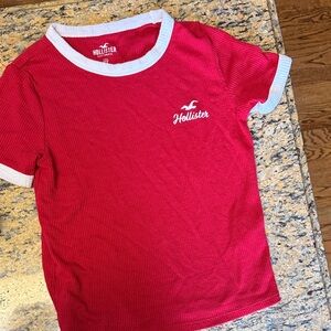 Hollister Red Tee with Gray Trim